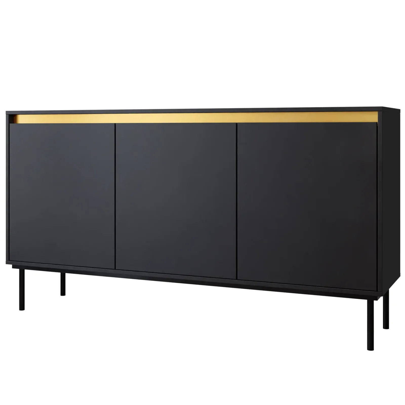 Garnero Arredamenti Credenze Moderne|Madie Moderne-Madia 160x86h cm 3 ante moderna nero oro Praga