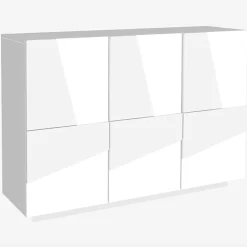 Garnero Arredamenti Madie Moderne|Madie Moderne-Madia 120x86h cm 3 ante moderna decorate Zenzero Bianco Lucido