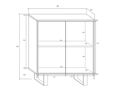 Garnero Arredamenti Credenze Moderne|Madie Moderne-Madia 80x90h cm 2 ante moderna rovere bianco lucido Kelli Gihome® Bianco Lucido - Rovere