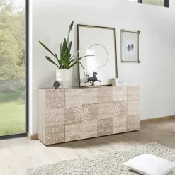 Garnero Arredamenti Credenze Moderne|Madie Moderne-Madia 181x84h cm 3 ante moderna   samoa con serigrafia Paradise Rovere