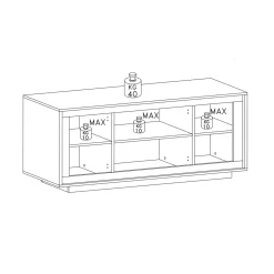Garnero Arredamenti Credenze Moderne|Madie Moderne-Madia 207x80h cm 4 ante moderna cemento bianco opaco Deluxe Cemento - Bianco opaco