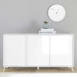 Garnero Arredamenti Madie Moderne|Madie Moderne-Madia 156x84h cm 3 ante moderna soggiorno Tosca Bianco Lucido