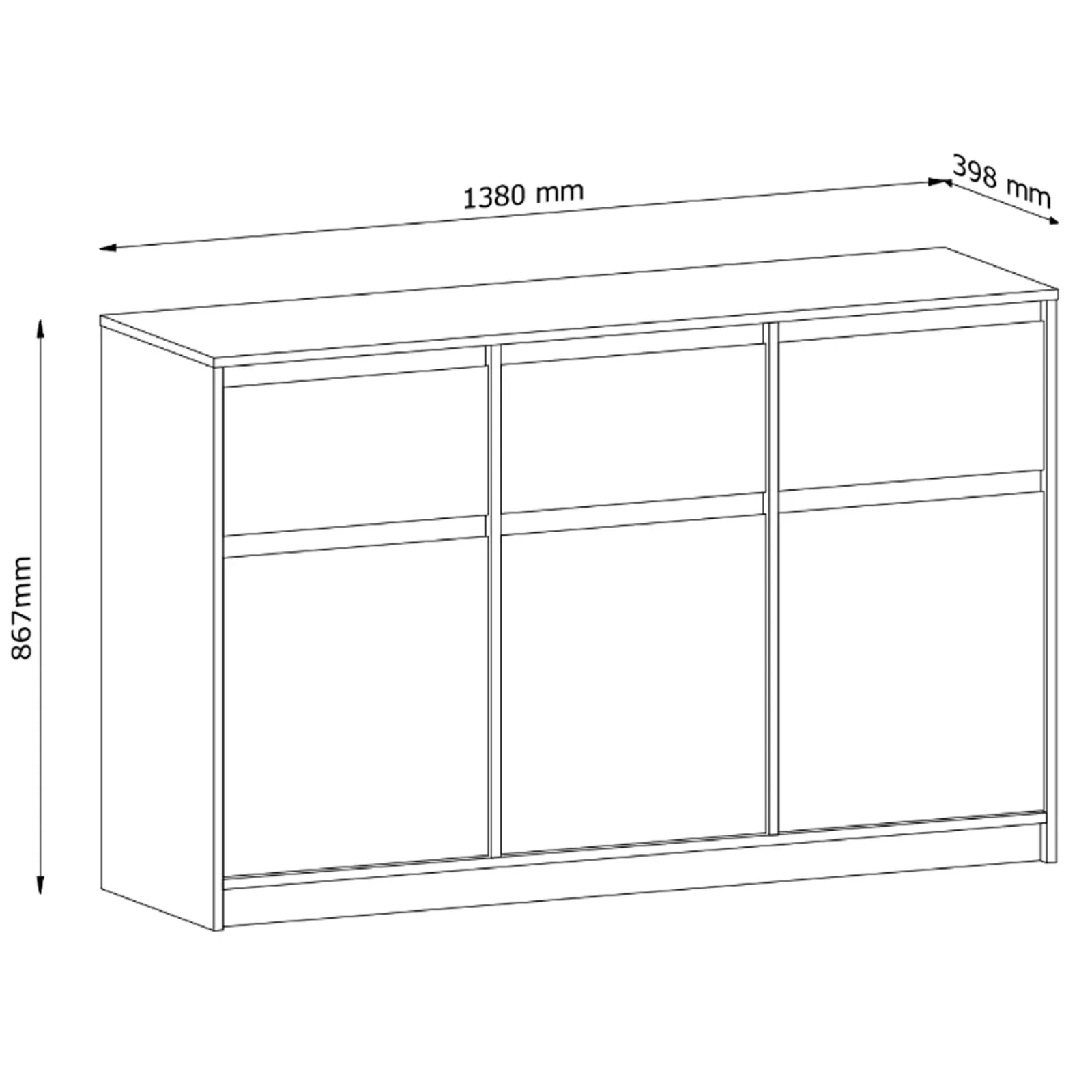 Garnero Arredamenti Credenze Moderne|Madie Moderne-Madia 138x87h cm 3 ante moderna rovere Funny