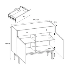 Garnero Arredamenti Credenze Moderne|Madie Moderne-Madia 105x90h cm 2 ante moderna nero rovere cannettato Eterna Nero Opaco - Rovere Rustico