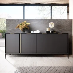 Garnero Arredamenti Madie Moderne|Madie Moderne-Madia 203x82h cm 4 ante moderna antracite Nebula