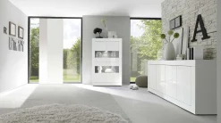 Garnero Arredamenti Credenze Moderne|Madie Moderne-Madia 207x86h cm 4 ante moderna soggiorno Eternity Bianco Lucido