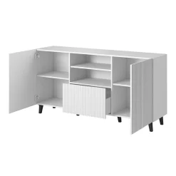 Garnero Arredamenti Madie Moderne|Madie Moderne-Madia 151x83h cm 3 ante moderna industrial cannettato bianco Essence Bianco Opaco