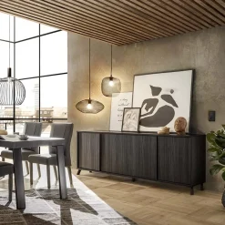 Garnero Arredamenti Madie Moderne|Madie Moderne-Madia 205x84h cm 4 ante moderna soggiorno Tosca Nero Frassinato