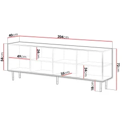 Garnero Arredamenti Credenze Moderne|Madie Moderne-Madia 204x72h cm 4 ante moderna design nero oro Golden