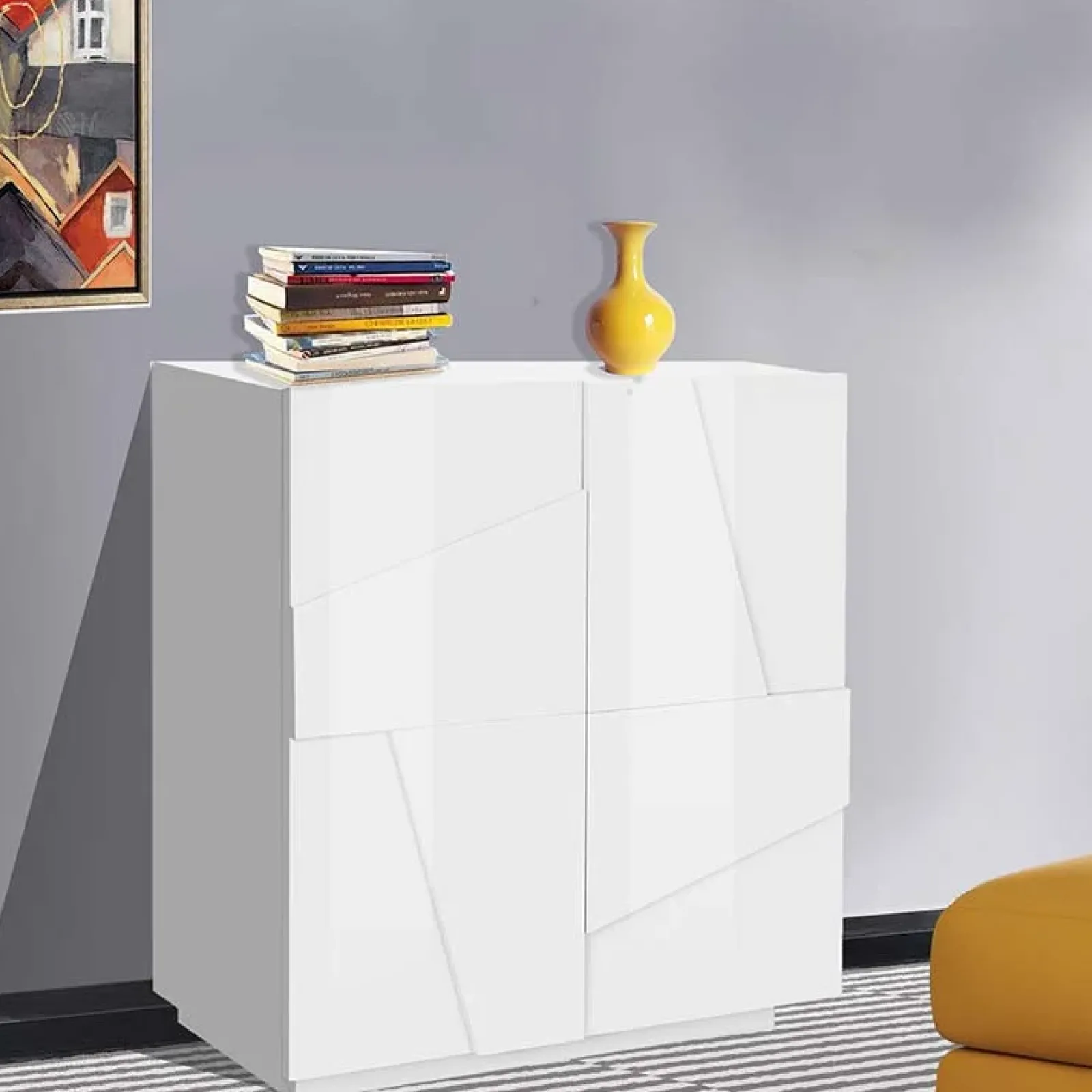Garnero Arredamenti Credenze Moderne|Madie Moderne-Madia 81x86h cm 2 ante moderna Zenzero Gihome® Bianco Lucido