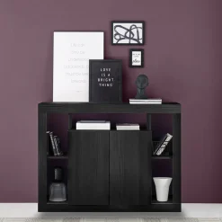 Garnero Arredamenti Madie Moderne|Madie Moderne-Madia 134x102h cm 2 ante moderna nero frassinato Trilogy