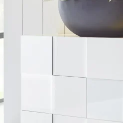 Garnero Arredamenti Credenze Moderne|Madie Moderne-Madia 181x84h cm 3 ante moderna bianco laccato lucido Obsession Bianco Lucido