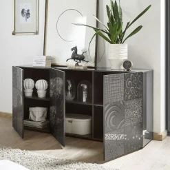 Garnero Arredamenti Credenze Moderne|Madie Moderne-Madia 181x84h cm 3 ante moderna soggiorno grigio Paradise Antracite