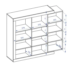 Garnero Arredamenti Credenze Moderne|Madie Moderne-Madia 151x128h cm 4 ante moderna bianco lucido rovere Aria