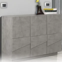 Garnero Arredamenti Madie Moderne|Madie Moderne-Madia 120x86h cm 3 ante moderna decorate grigio Zenzero Cemento