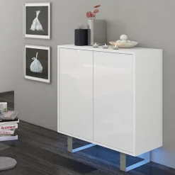 Garnero Arredamenti Credenze Moderne|Madie Moderne-Madia 80x90h cm 2 ante moderna bianco opaco e lucido Kelli Gihome® Bianco Lucido