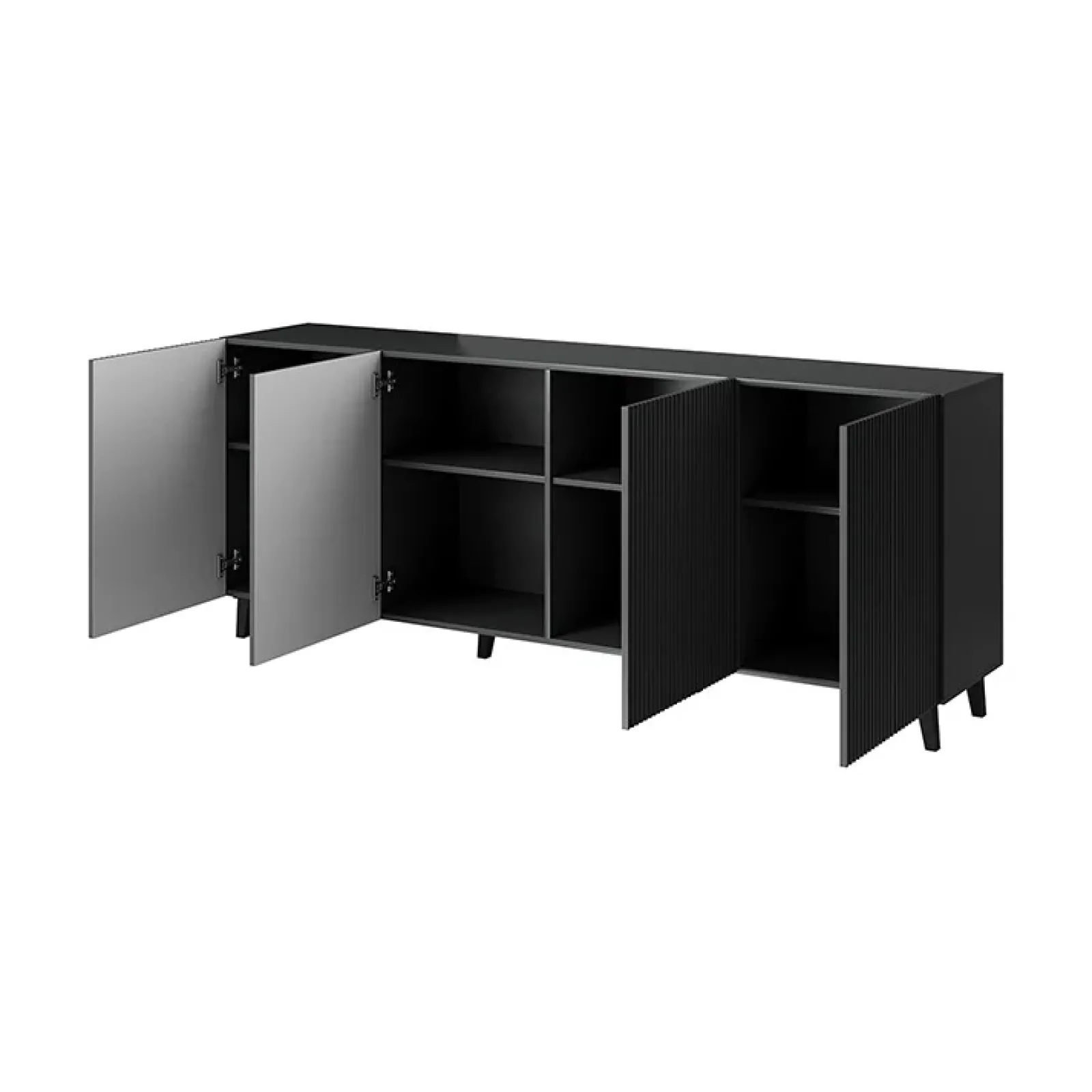 Garnero Arredamenti Madie Moderne|Madie Moderne-Madia 201x83h cm 4 ante moderna cannettato Essence Antracite