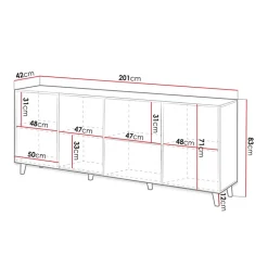 Garnero Arredamenti Madie Moderne|Madie Moderne-Madia 201x83h cm 4 ante moderna cannettato Essence Antracite