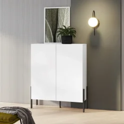 Garnero Arredamenti Credenze Moderne|Madie Moderne-Madia 110x135h cm 2 ante moderna bianco Simple Bianco Opaco - Bianco opaco