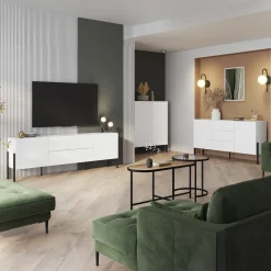 Garnero Arredamenti Credenze Moderne|Madie Moderne-Madia 110x135h cm 2 ante moderna bianco Simple Bianco Opaco - Bianco opaco