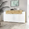 Garnero Arredamenti Credenze Moderne|Madie Moderne-Madia 200x87h cm 4 ante moderna bianco lucido quercia Shan