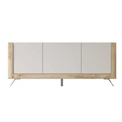 Garnero Arredamenti Madie Moderne|Madie Moderne-Madia 200x81h cm 3 ante moderna rovere tortora lucido Jumbo Tortora - Rovere