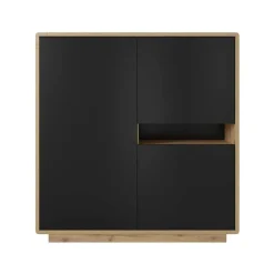 Garnero Arredamenti Credenze Moderne|Madie Moderne-Madia 121x126h cm 3 ante moderna nero opaco rovere Esmond