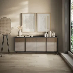 Garnero Arredamenti Credenze Moderne|Madie Moderne-Madia 206x86h cm 4 ante moderna antracite tortora Every