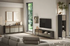 Garnero Arredamenti Credenze Moderne|Madie Moderne-Madia 206x86h cm 4 ante moderna antracite tortora Every