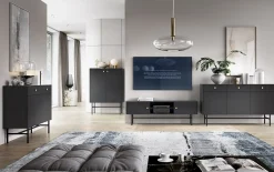 Garnero Arredamenti Credenze Moderne|Madie Moderne-Madia 105x90h cm 2 ante moderna nero Eterna Nero Opaco