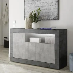 Garnero Arredamenti Credenze Moderne|Madie Moderne-Madia 138x86h cm 3 ante moderna ossido cemento Florena Cemento - Ossido