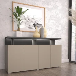 Garnero Arredamenti Credenze Moderne|Madie Moderne-Madia 153x84h cm 4 ante moderna beige grigio Matt