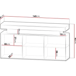 Garnero Arredamenti Credenze Moderne|Madie Moderne-Madia 160x83h cm 3 ante moderna  con led bianco Lumus Bianco Lucido