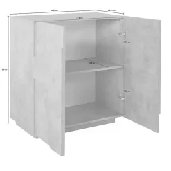 Garnero Arredamenti Credenze Moderne|Madie Moderne-Madia 81x86h cm 2 ante moderna decorate Zenzero Gihome® Cemento