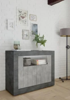 Garnero Arredamenti Credenze Moderne|Madie Moderne-Madia 110x86h cm 2 ante moderna soggiorno ossido cemento Florena Ossido - Cemento