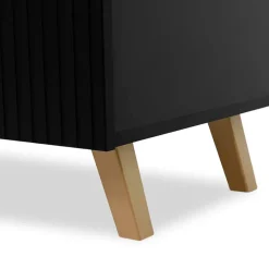 Garnero Arredamenti Credenze Moderne-Madia 151x83h cm 3 ante moderna industrial cannettato nero Essence Nero Opaco