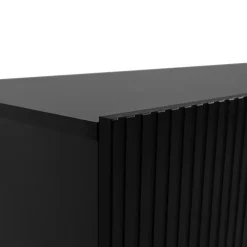 Garnero Arredamenti Credenze Moderne-Madia 201x83h cm 4 ante moderna cannettato nero Essence Nero Opaco