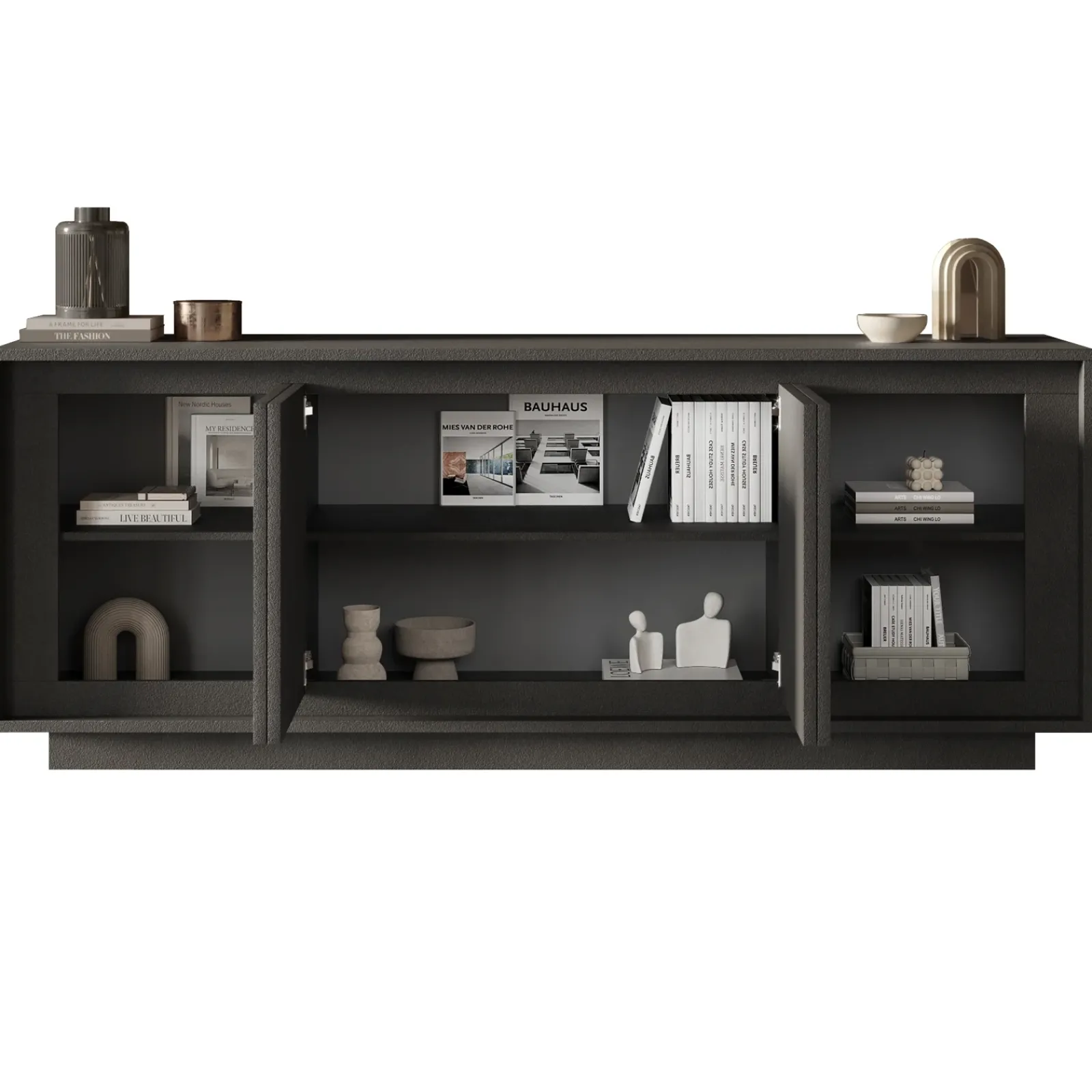 Garnero Arredamenti Credenze Moderne|Madie Moderne-Madia 207x80h cm 4 ante moderna Deluxe Antracite