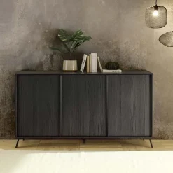 Garnero Arredamenti Madie Moderne|Madie Moderne-Madia 156x84h cm 3 ante moderna soggiorno Tosca Nero Frassinato