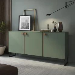 Garnero Arredamenti Madie Moderne|Madie Moderne-Madia 184x87h cm 3 ante moderna verde salvia scuro rovere Selvia