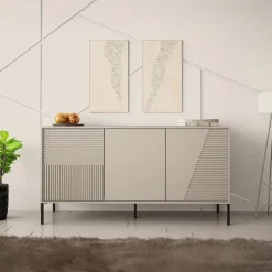 Garnero Arredamenti Madie Moderne|Madie Moderne-Madia 160x83h cm 3 ante moderna cannettato beige Diana