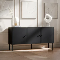 Garnero Arredamenti Credenze Moderne|Madie Moderne-Madia 151x75h cm 3 ante Stark Nero Opaco