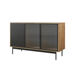 Garnero Arredamenti Madie Moderne|Madie Moderne-Madia 148x90h cm 3 ante rovere nero Herning