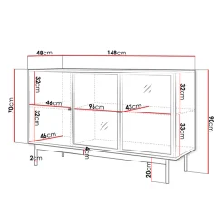 Garnero Arredamenti Madie Moderne|Madie Moderne-Madia 148x90h cm 3 ante rovere nero Herning