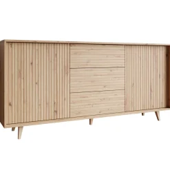 Garnero Arredamenti Credenze Moderne|Madie Moderne-Madia 180x84h cm 2 ante rustica design cannettato rovere Branch