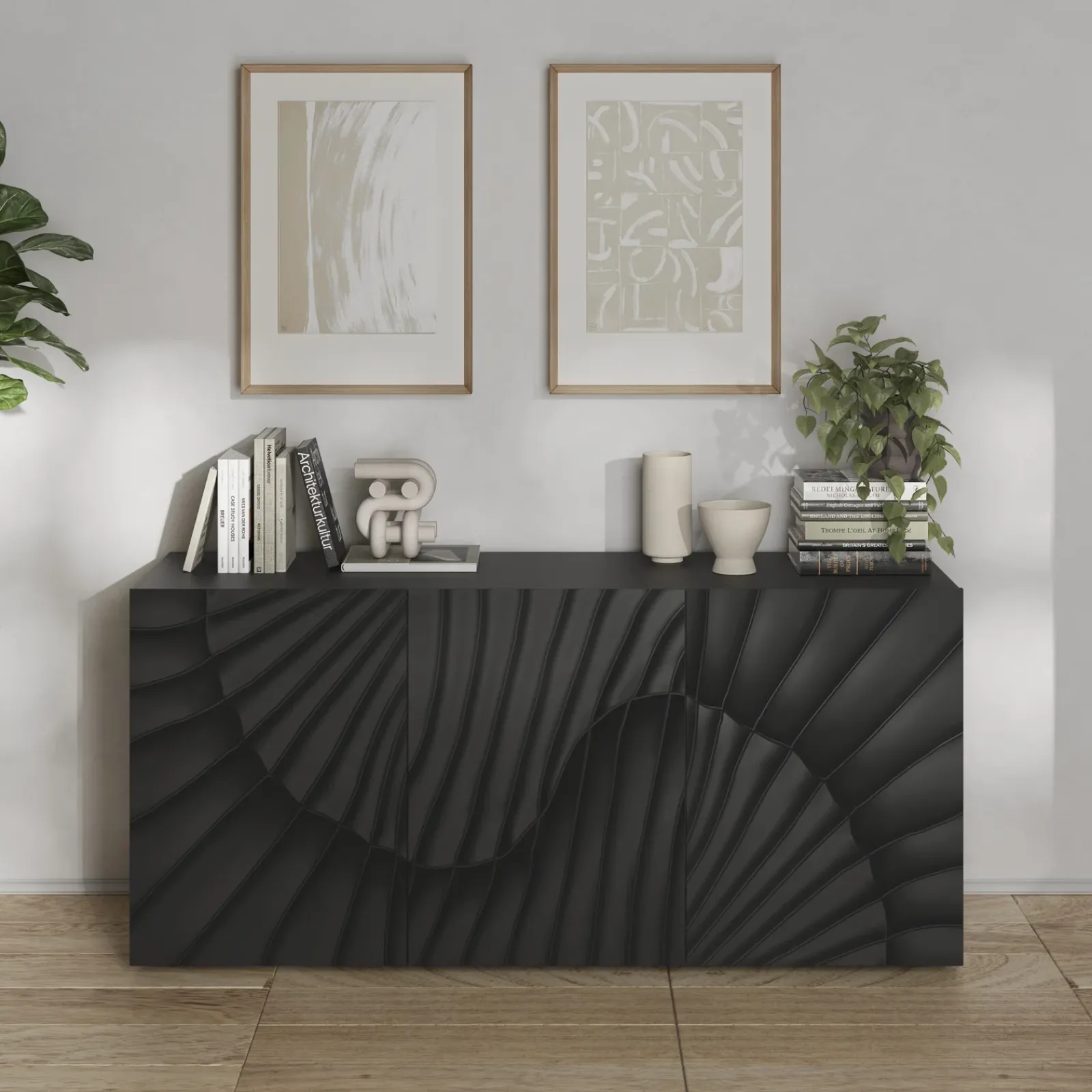 Garnero Arredamenti Madie Moderne|Madie Moderne-Madia 181x95h cm 3 ante serigrafate moderna antracite Grafea