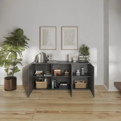 Garnero Arredamenti Madie Moderne|Madie Moderne-Madia 181x95h cm 3 ante serigrafate moderna antracite Grafea