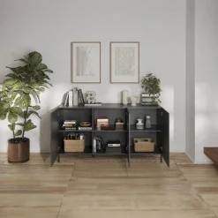 Garnero Arredamenti Madie Moderne|Madie Moderne-Madia 181x95h cm 3 ante serigrafate moderna antracite Grafea