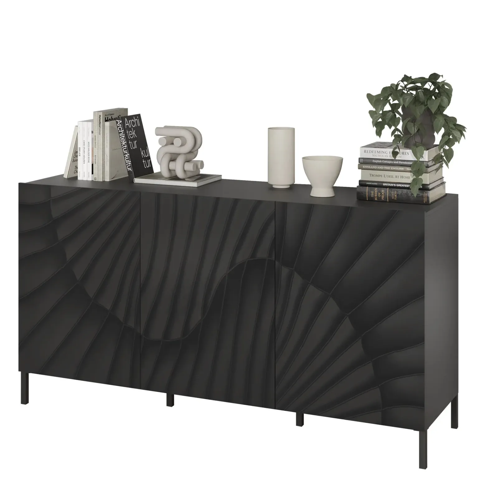 Garnero Arredamenti Madie Moderne|Madie Moderne-Madia 181x95h cm 3 ante serigrafate moderna antracite Grafea