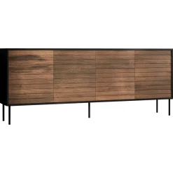 Garnero Arredamenti Credenze Moderne|Madie Moderne-Madia 200x81h cm 4 ante soggiorno noce nero Wild Noce - Nero opaco